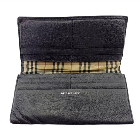 BURBERRY Bifold Wallet Check Canvas x Leather Authentic Used - Picture 6 of 9